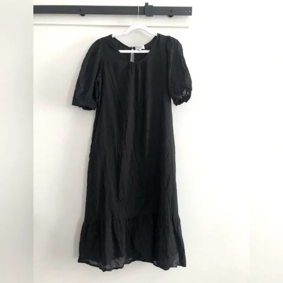 olivia james the label Dresses & Skirts - Olivia James The Label Women's Black Cotton Maxi Dress Medium Lined Puff Sleeve